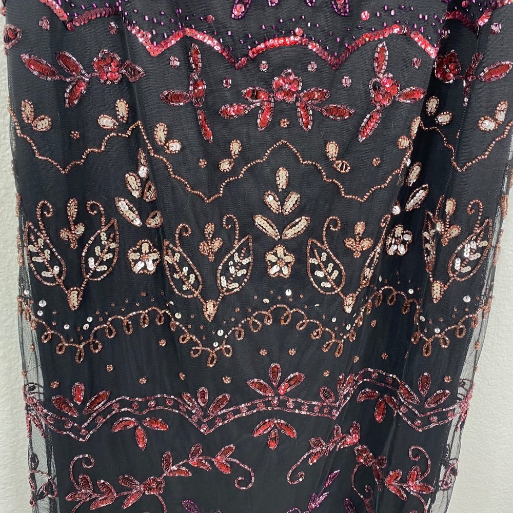 Adrianna Papell Women's Off Shoulder Beaded Sequins Cocktail Dress Black Sz 14 - Picture 9 of 16